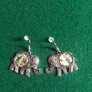 Abalone elephant earrings